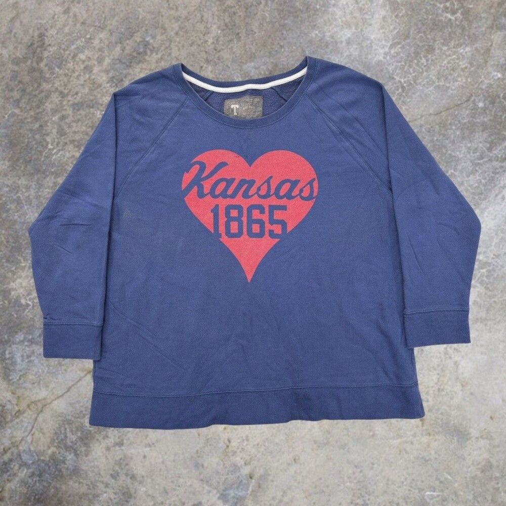Kansas Jayhawks 1865 Crewneck Sweatshirt 2XL Blue Red Oversized University